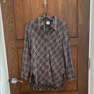 CAbi Gray & Purple Plaid Long-Sleeve Shirt